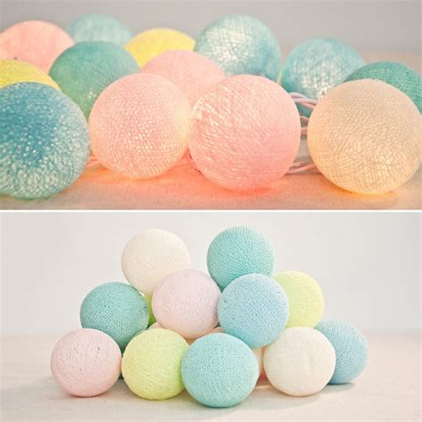 Pastel Cotton Ball String Lights Home Furniture And Diy Home And Garden