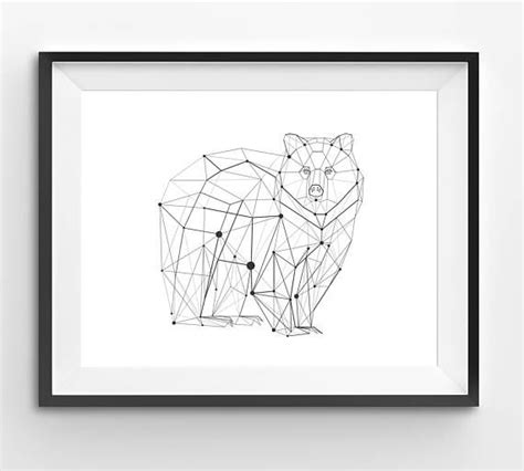 Geometric Bear Print Bear Wall Art Geometric Animal Print Bear Wall