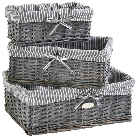 The storage open bin storage basket by rebrilliant inc provides a simple and practical way to keep things organized. VonHaus Set of 3 Grey Wicker Storage Baskets with ...
