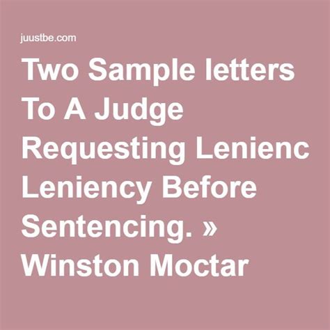 A letter to a judge should always have a respectful, polite tone and be a professional business letter. Two Sample letters To A Judge Requesting Leniency Before Sentencing. » Winston Moctar Music ...