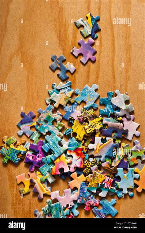 Jigsaw Puzzle Pieces Scattered Stock Photo Alamy
