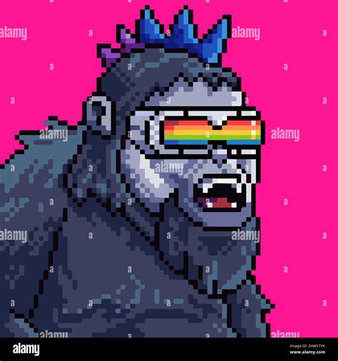 Galactic Apes Pixel Art Nft Character 16 Bit Gorilla Wearing Costume