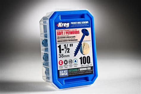 Kreg 8 X 1 12″ Pocket Hole Screws Coarse Thread Blue Kote 100 Ct
