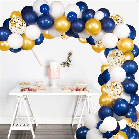 Mioparty™ Navy Blue And Gold Confetti Balloons 12 Inch Party Balloons