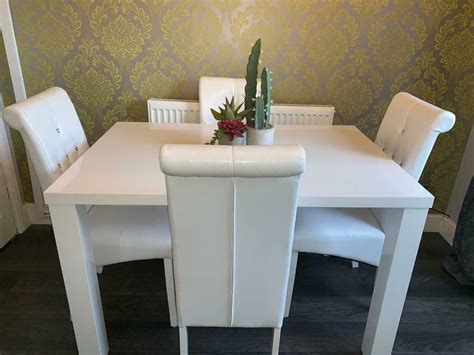 Dining tables & chairs all motors for sale property jobs services community pets. White high gloss dining table & 4 chairs set | in ...