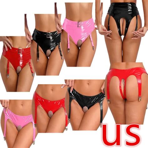 Us Women S Shiny Pvc Leather Cutout Low Rise Briefs Wet Look Panties Underwear 8 18 Picclick
