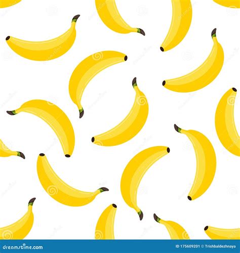 Banana Seamless Pattern On White Background Stock Vector