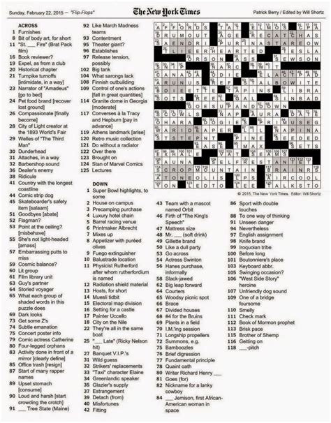 The New York Times Crossword In Gothic Printable La Times Crossword