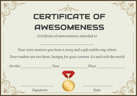 Certificate Of Awesomeness Word Template Certificate Of Recognition