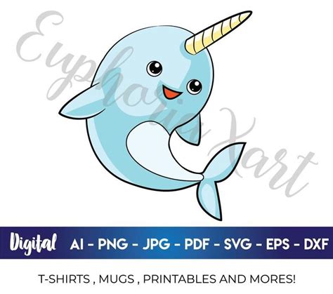 Narwhal Clipart Narwhal Svg Narwhal Face Svg Narwhal Narwha Vector Narwha Design Narwha Logo