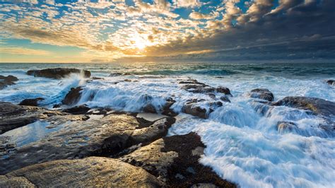 Wallpaper Clouds 4k Hd Wallpaper Beach Sunrise Ocean Sea Water Sun Nature 835