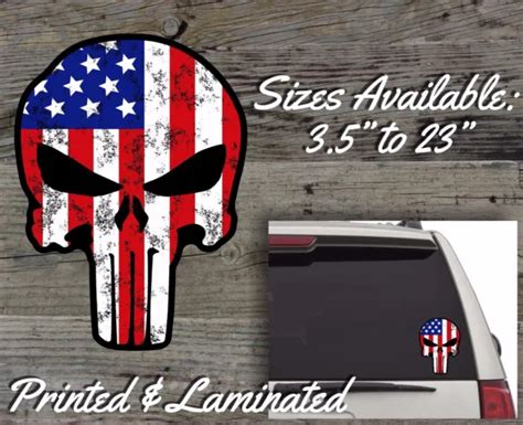 Punisher Skull Decal American Flag Sticker Military Sniper Usa Phone