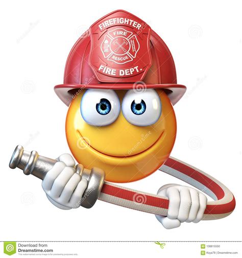 Fireman Emoji Isolated On White Background Firefighter Emoticon 3d