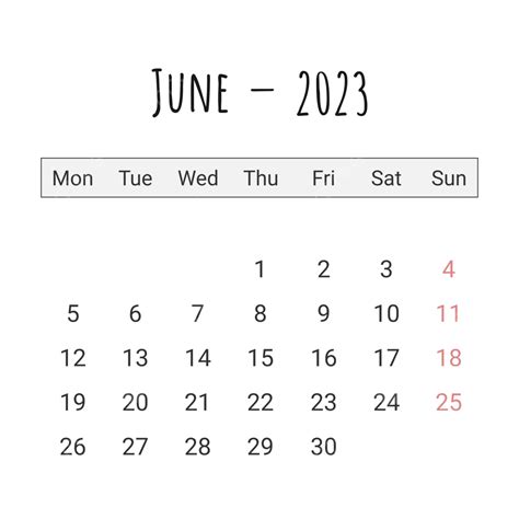 Calendário Simples De Junho De 2023 Png 2023 Clitóris Junho De 2023