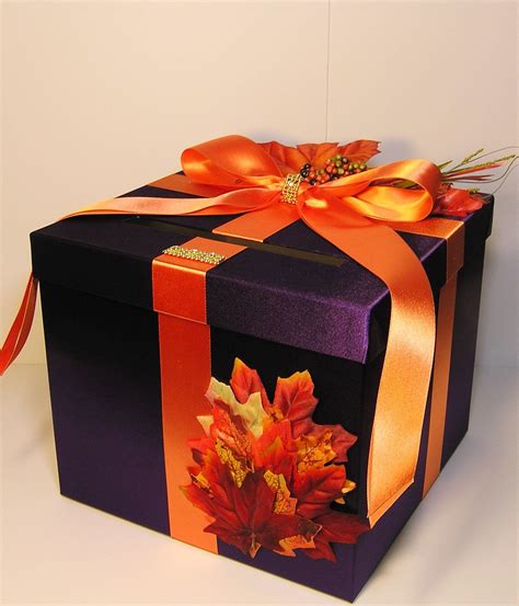 From sparkling jewellery for her to novelty tokens for him , treat your loved ones for their birthday , or just because. Wedding Card Box Fall Gift Card Box Purple Orange Money Box Holder-Customize/made to order ...