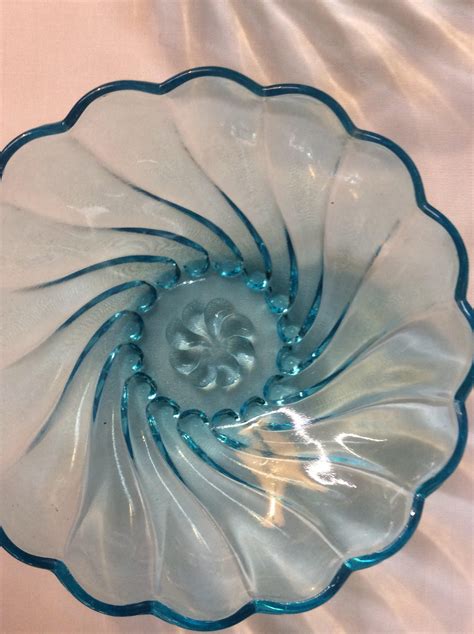 Vintage Hazel Atlas Capri Swirl Azure Blue Piece Bowl Set