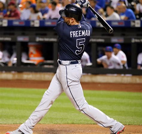 Braves First Baseman Freddie Freeman Swings At A Pitch In Flickr