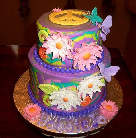 Hippie hippy 60s 70s flower peace symbol daisy headband costume party accessory. Tie Dye Hippie Flower Power Cake - cake by - CakesDecor