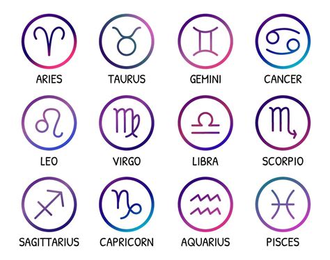 Zodiac Signs Vector Icons Set Zodiac Symbols Bright Gradient Trendy Design Astrological