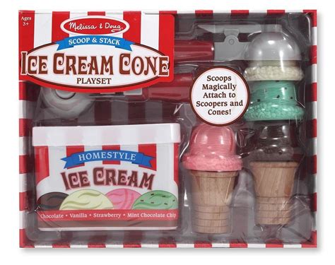 Melissa And Doug Scoop And Stack Ice Cream Cone Wooden Play Food Set 4087
