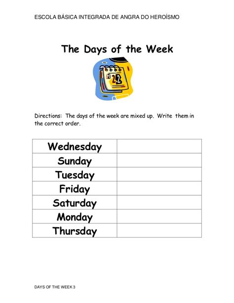 Days Of The Week Order