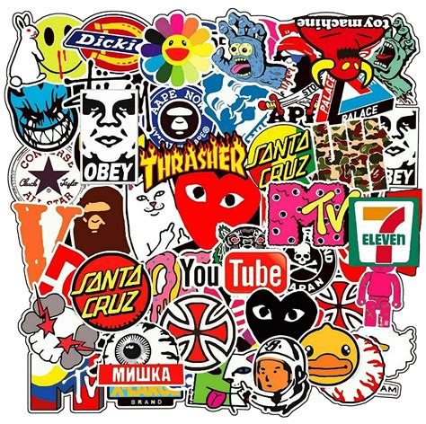 Buy Brand Logo Sticker Pack 100pcs Vinyl Decals Hypebeast Streetwear