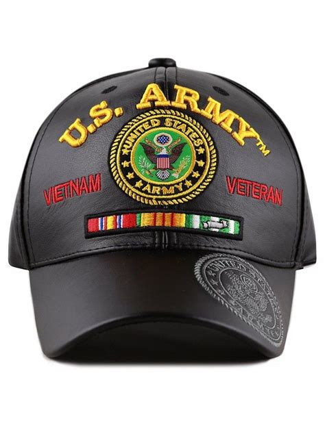 Official Licensed 3d Embroidered Soft Faux Leather Veteran Military Cap