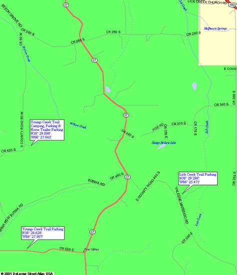 Map To Youngs Creek Trail In Hoosier National Forest In