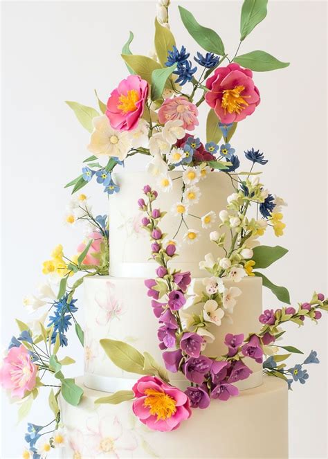 Painted Wildflowers Wedding Cake Rosalind Miller CakesRosalind Miller Cakes London UK
