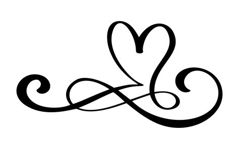 Hand Drawn Love Border Flourish Heart Separator Calligraphy Designer