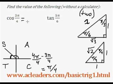 Here, you're looking for the length of the ladder: Basic Trig - Finding trig ratios without a calculator ...