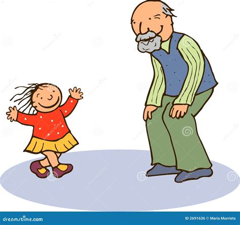 Grandfather And Granddaughter Vector Illustration