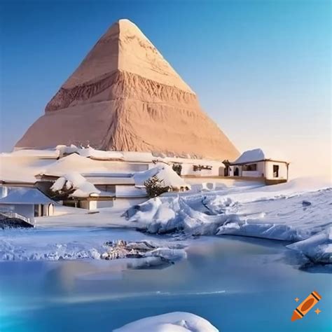 Snow Covered Residence With Pyramids In Egypt On Craiyon