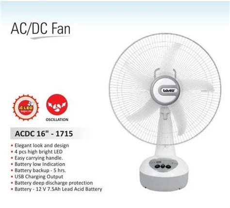 White Plastic 16 Inch Ac Dc Rechargeable Fan At Rs 3000piece In Durgapur Id 26408992788