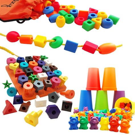 Preschool Learning Toys Set Beads For Kids Counting Bears Stacking