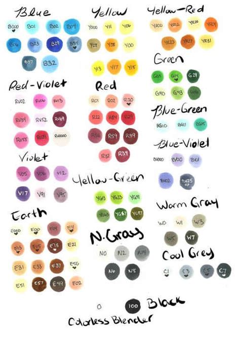 Copic Markers Color Chart Copic Copic Marker Copic Chart Color