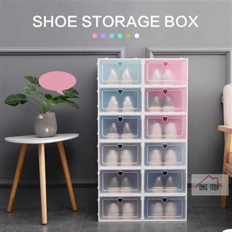 Ready Stock 💝 Large Size 332314 Cm Stackable Shoebox Shoes Shoe