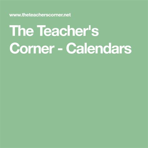 The Teachers Corner Calendars School Library Lessons Teachers