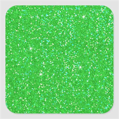 Emerald Green Glitter Effect Sparkle Square Sticker In