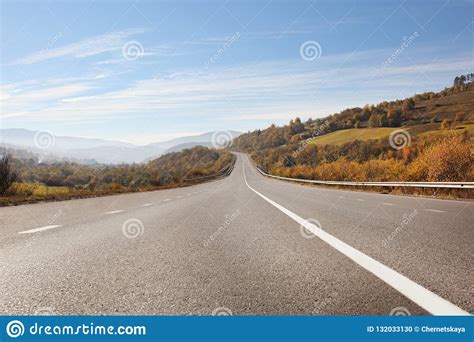 Landscape With Asphalt Road Leading Stock Photo Image Of Roadside