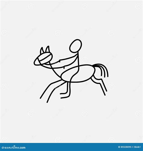 Cartoon Stick Figure Horseman Stock Vector Illustration Of Jockey