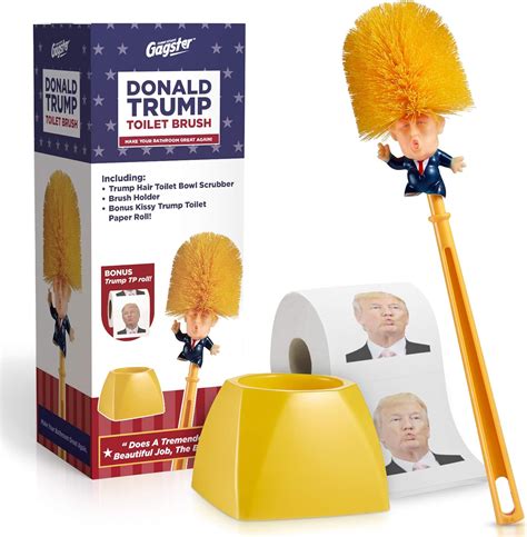 Donald Trump Toilet Brush And Trump Toilet Paper Roll Bundle Funny Political Gag Gift Toilet