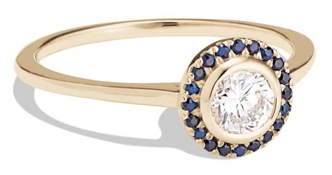 Custom Diamond With Blue Sapphire Halo Ring Bario Neal