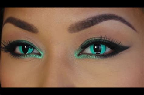 Yellow cat eye contact lenses (costume & cosplay) online. Aqua cat eye with contact lenses | Makeup | Pinterest ...