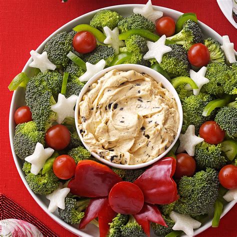 Woman and man preparing christmas meal. Vegetable Wreath with Dip Recipe | Taste of Home