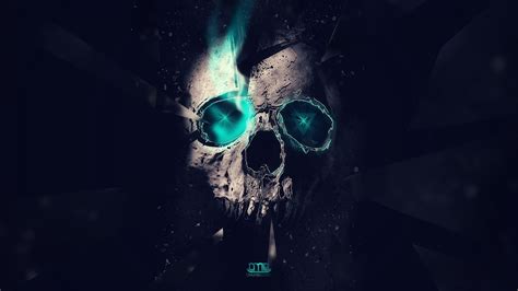 Blue Glow In The Eyes Of The Skull Wallpapers And Images Wallpapers