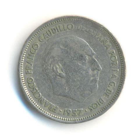 Vintage Coin Spain 25 Pesetas 1957 Codejmc1099 From Jmcvintagecards