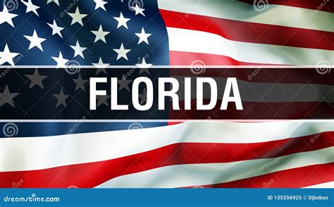 Florida State On A Usa Flag Background 3d Rendering United States Of