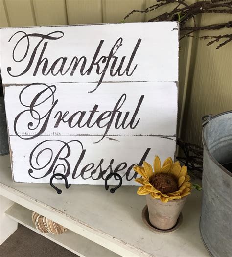 Grateful Thankful Blessed Signsignwall Hangingdistressed Signwood Sign