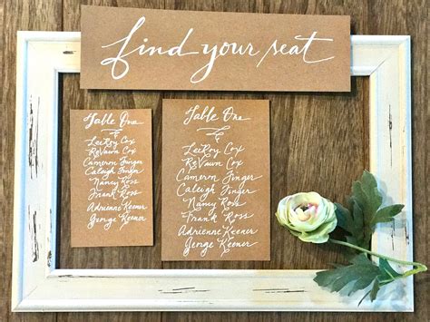 Handwritten Wedding Seating Chart Cards And Find Your Seat Header Card